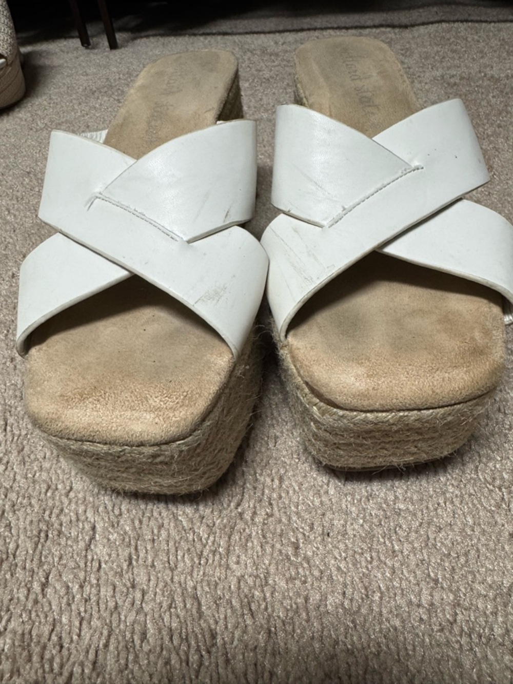 Altard State White Crisscross Espadrille Platform Slide - Women